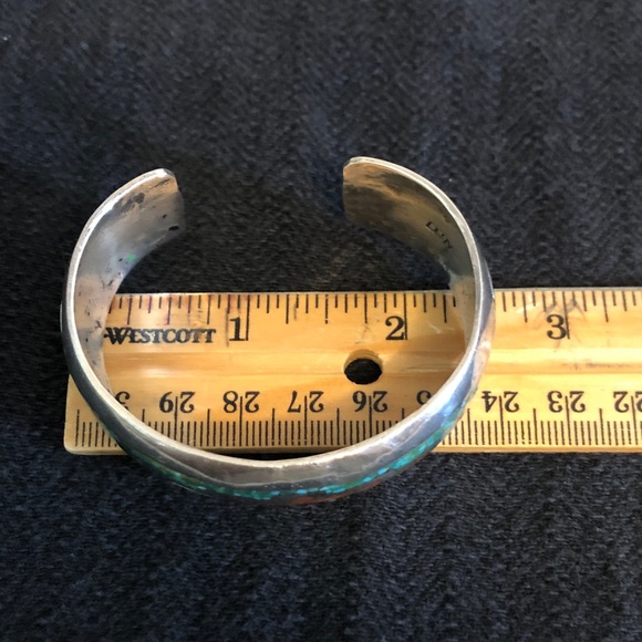 DELVIN NELSON Navajo Sterling Turquoise & Coral Inlay Cuff Bracelet Please Read - Picture 4 of 8